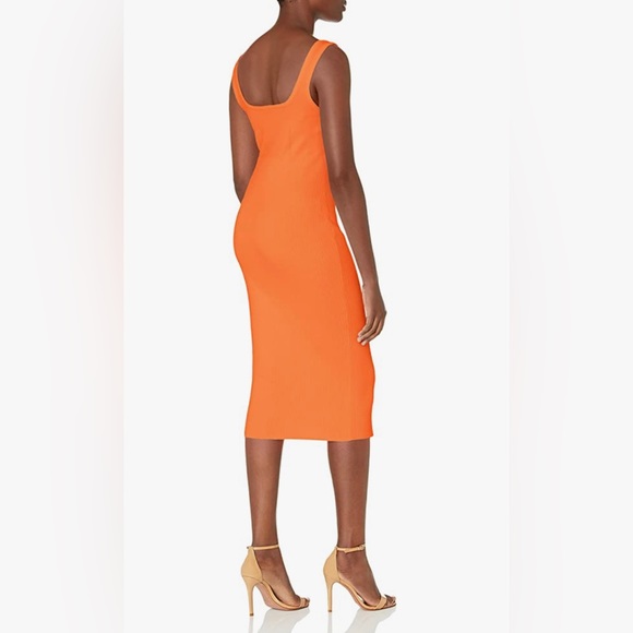 Guess Women’s Lana Tank Dress, Mid-Length Snap Front Sunset Orange Body-con - Picture 2 of 11